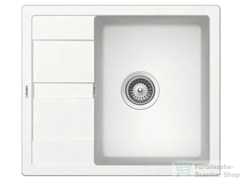 Schock RONDA D-100 konyhai mosogatótálca CRISTALITE® Alpina 580 x 500 mm, gránit kompozit, Schock Epos konyhai csapteleppel, fehér SETRD100EEXALPI