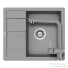 Schock RONDA D-100 konyhai mosogatótálca CRISTALITE® Croma 580 x 500 mm, gránit kompozit, Schock Epos konyhai csapteleppel, szürke SETRD100EEXCROM