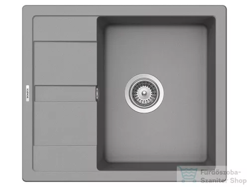 Schock RONDA D-100 konyhai mosogatótálca CRISTALITE® Croma 580 x 500 mm, gránit kompozit, Schock Epos konyhai csapteleppel, szürke SETRD100EEXCROM