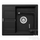 Schock RONDA D-100 konyhai mosogatótálca CRISTALITE® Nero 580 x 500 mm, gránit kompozit, Schock Epos konyhai csapteleppel, fekete SETRD100EEXNERO