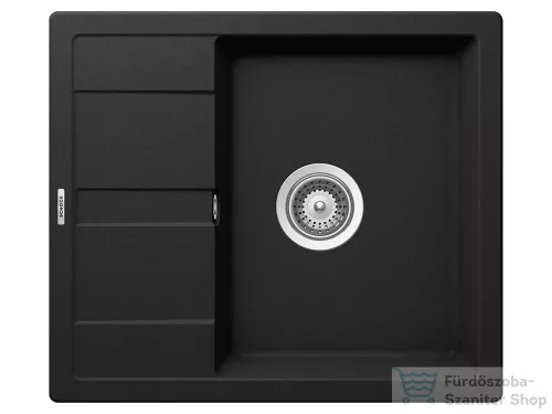 Schock RONDA D-100 konyhai mosogatótálca CRISTALITE® Nero 580 x 500 mm, gránit kompozit, Schock Epos konyhai csapteleppel, fekete SETRD100EEXNERO