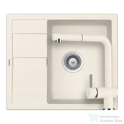   Schock RONDA D-100 konyhai mosogatótálca CRISTALITE® Vanilla 580 x 500 mm, gránit kompozit, Schock Epos konyhai csapteleppel, világos bézs  SETRD100EEXVANI