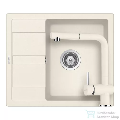 Schock RONDA D-100 konyhai mosogatótálca CRISTALITE® Vanilla 580 x 500 mm, gránit kompozit, Schock Epos konyhai csapteleppel, világos bézs  SETRD100EEXVANI