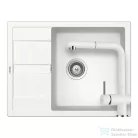 Schock RONDA D-100L konyhai mosogatótálca CRISTALITE® Alpina 650 x 500 mm, gránit kompozit, Schock Epos konyhai csapteleppel, fehér SETRD100LEEXALPI