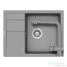 Schock RONDA D-100L konyhai mosogatótálca CRISTALITE® Croma 650 x 500 mm, gránit kompozit, Schock Epos konyhai csapteleppel, szürke SETRD100LEEXCROM