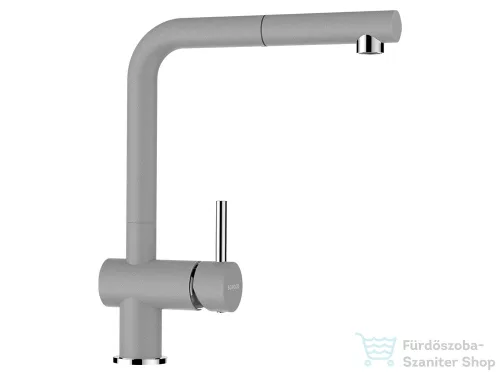 Schock RONDA D-100L konyhai mosogatótálca CRISTALITE® Croma 650 x 500 mm, gránit kompozit, Schock Epos konyhai csapteleppel, szürke SETRD100LEEXCROM