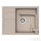 Schock RONDA D-100L konyhai mosogatótálca CRISTALITE® Sabbia 650 x 500 mm, gránit kompozit, Schock Epos konyhai csapteleppel, homok SETRD100LEEXSABB
