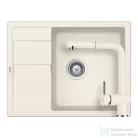 Schock RONDA D-100L konyhai mosogatótálca CRISTALITE® Vanilla 650 x 500 mm, gránit kompozit, Schock Epos konyhai csapteleppel, világos bézs SETRD100LEEXVANI