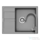 Schock RONDA D-100L konyhai mosogatótálca CRISTALITE® Croma 650 x 500 mm, gránit kompozit, Schock Plutos konyhai csapteleppel, szürke SETRD100LPCROM