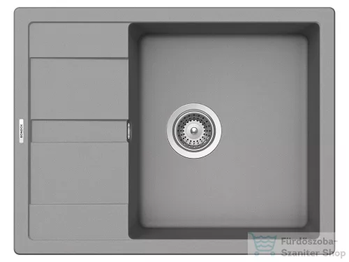 Schock RONDA D-100L konyhai mosogatótálca CRISTALITE® Croma 650 x 500 mm, gránit kompozit, Schock Plutos konyhai csapteleppel, szürke SETRD100LPCROM