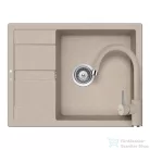 Schock RONDA D-100L konyhai mosogatótálca CRISTALITE® Sabbia 650 x 500 mm, gránit kompozit, Schock Plutos konyhai csapteleppel, homok SETRD100LPSABB