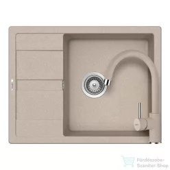   Schock RONDA D-100L konyhai mosogatótálca CRISTALITE® Sabbia 650 x 500 mm, gránit kompozit, Schock Plutos konyhai csapteleppel, homok SETRD100LPSABB