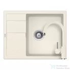 Schock RONDA D-100L konyhai mosogatótálca CRISTALITE® Vanilla 650 x 500 mm, gránit kompozit, Schock Plutos konyhai csapteleppel, világos bézs SETRD100LPVANI