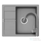 Schock RONDA D-100 konyhai mosogatótálca CRISTALITE® Croma 580 x 500 mm, gránit kompozit, Schock Plutos konyhai csapteleppel, szürke SETRD100PCROM