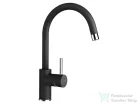 Schock RONDA D-100 konyhai mosogatótálca CRISTALITE® Nero 580 x 500 mm, gránit kompozit, Schock Plutos konyhai csapteleppel, fekete SETRD100PNERO