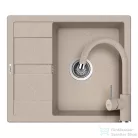 Schock RONDA D-100 konyhai mosogatótálca CRISTALITE® Sabbia 580 x 500 mm, gránit kompozit, Schock Plutos konyhai csapteleppel, homok SETRD100PSABB