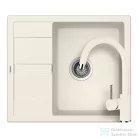 Schock RONDA D-100 konyhai mosogatótálca CRISTALITE® Vanilla 580 x 500 mm, gránit kompozit, Schock Plutos konyhai csapteleppel, világos bézs SETRD100PVANI
