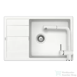   Schock RONDA D-100XL konyhai mosogatótálca CRISTALITE® Alpina 780 x 500 mm, gránit kompozit, Schock Epos konyhai csapteleppel, fehér SETRD100XLEEXALPI