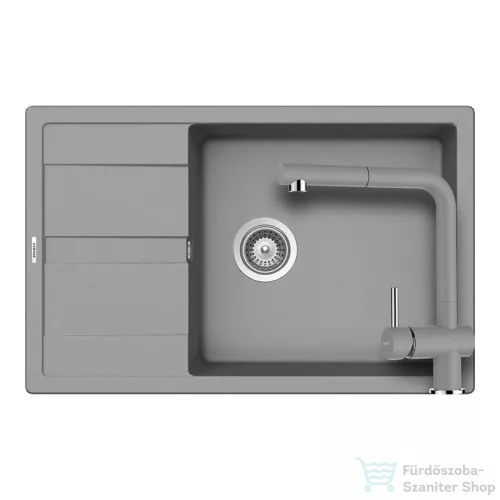 Schock RONDA D-100XL konyhai mosogatótálca CRISTALITE® Croma 780 x 500 mm, gránit kompozit, Schock Epos konyhai csapteleppel, szürke SETRD100XLEEXCROM