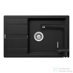   Schock RONDA D-100XL konyhai mosogatótálca CRISTALITE® Nero 780 x 500 mm, gránit kompozit, Schock Epos konyhai csapteleppel, fekete SETRD100XLEEXNERO