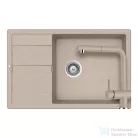 Schock RONDA D-100XL konyhai mosogatótálca CRISTALITE® Sabbia 780 x 500 mm, gránit kompozit, Schock Epos konyhai csapteleppel, homok SETRD100XLEEXSABB