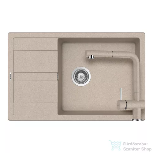 Schock RONDA D-100XL konyhai mosogatótálca CRISTALITE® Sabbia 780 x 500 mm, gránit kompozit, Schock Epos konyhai csapteleppel, homok SETRD100XLEEXSABB
