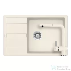   Schock RONDA D-100XL konyhai mosogatótálca CRISTALITE® Vanilla 780 x 500 mm, gránit kompozit, Schock Epos konyhai csapteleppel, világos bézs SETRD100XLEEXVANI