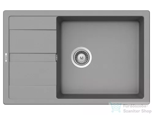Schock RONDA D-100XL konyhai mosogatótálca CRISTALITE® Croma 780 x 500 mm, gránit kompozit, Schock Plutos konyhai csapteleppel, szürke SETRD100XLPCROM