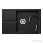 Schock RONDA D-100XL konyhai mosogatótálca CRISTALITE® Nero 780 x 500 mm, gránit kompozit, Schock Plutos konyhai csapteleppel, fekete SETRD100XLPNERO