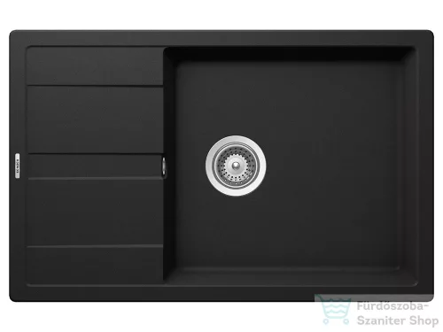 Schock RONDA D-100XL konyhai mosogatótálca CRISTALITE® Nero 780 x 500 mm, gránit kompozit, Schock Plutos konyhai csapteleppel, fekete SETRD100XLPNERO