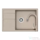 Schock RONDA D-100XL konyhai mosogatótálca CRISTALITE® Sabbia 780 x 500 mm, gránit kompozit, Schock Plutos konyhai csapteleppel, homok SETRD100XLPSABB