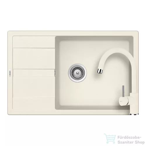 Schock RONDA D-100XL konyhai mosogatótálca CRISTALITE® Vanilla 780 x 500 mm, gránit kompozit, Schock Plutos konyhai csapteleppel, világos bézs SETRD100XLPVANI