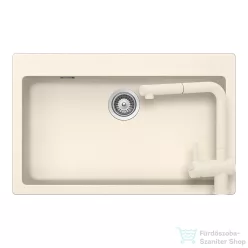   Schock MONO N-100XL konyhai mosogatótálca Schock Epos konyhai csapteleppel kihúzható fejjel, CRISTADUR® Magnolia 790x500 mm, krémfehér SETSN100XLEEXMAGN