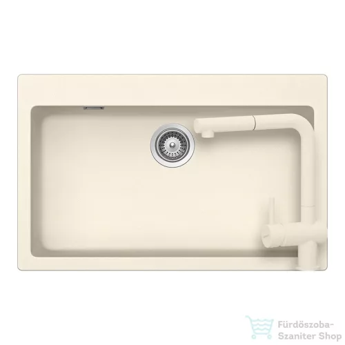 Schock MONO N-100XL konyhai mosogatótálca Schock Epos konyhai csapteleppel kihúzható fejjel, CRISTADUR® Magnolia 790x500 mm, krémfehér SETSN100XLEEXMAGN