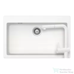   Schock MONO N-100XL konyhai mosogatótálca Schock Epos konyhai csapteleppel kihúzható fejjel, CRISTADUR® Polaris 790x500 mm, hófehér SETSN100XLEEXPOLA