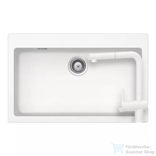 Schock MONO N-100XL konyhai mosogatótálca Schock Epos konyhai csapteleppel kihúzható fejjel, CRISTADUR® Polaris 790x500 mm, hófehér SETSN100XLEEXPOLA
