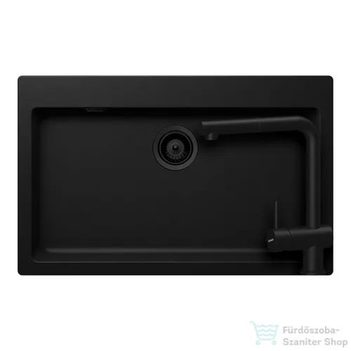 Schock MONO N-100XL konyhai mosogatótálca Schock Epos konyhai csapteleppel kihúzható fejjel, CRISTADUR® Puro 790x500 mm, intenzív fekete SETMN100EEXPURO