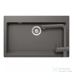   Schock MONO N-100XL konyhai mosogatótálca Schock Epos konyhai csapteleppel kihúzható fejjel, CRISTADUR® Silverstone 790x500 mm, sötétszürke SETSN100XLEEXSILV