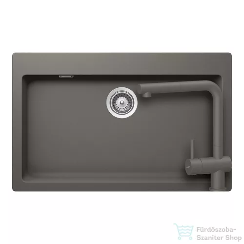 Schock MONO N-100XL konyhai mosogatótálca Schock Epos konyhai csapteleppel kihúzható fejjel, CRISTADUR® Silverstone 790x500 mm, sötétszürke SETSN100XLEEXSILV
