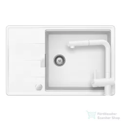   Schock TIA D-100LS konyhai mosogatótálca Schock Epos konyhai csapteleppel kihúzható fejjel, CRISTADUR® Polaris 780x500 mm, hófehér SETTD100LSEEXPOLA