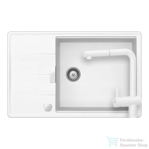 Schock TIA D-100LS konyhai mosogatótálca Schock Epos konyhai csapteleppel kihúzható fejjel, CRISTADUR® Polaris 780x500 mm, hófehér SETTD100LSEEXPOLA
