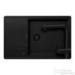   Schock TIA D-100LS konyhai mosogatótálca Schock Epos konyhai csapteleppel kihúzható fejjel, CRISTADUR® Puro 780x500 mm, intenzív fekete SETTD100LSEEXPURO