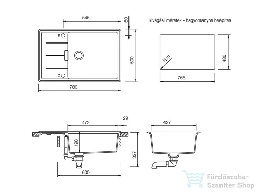 Schock TIA D-100LS konyhai mosogatótálca Schock Epos konyhai csapteleppel kihúzható fejjel, CRISTADUR® Puro 780x500 mm, intenzív fekete SETTD100LSEEXPURO