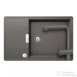   Schock TIA D-100LS konyhai mosogatótálca Schock Epos konyhai csapteleppel kihúzható fejjel, CRISTADUR® Silverstone 780x500 mm, sötétszürke SETTD100LSEEXSILV