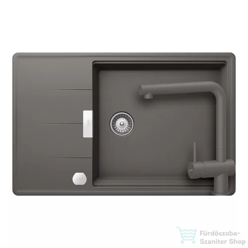 Schock TIA D-100LS konyhai mosogatótálca Schock Epos konyhai csapteleppel kihúzható fejjel, CRISTADUR® Silverstone 780x500 mm, sötétszürke SETTD100LSEEXSILV