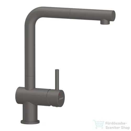 Schock TIA D-100LS konyhai mosogatótálca Schock Epos konyhai csapteleppel kihúzható fejjel, CRISTADUR® Silverstone 780x500 mm, sötétszürke SETTD100LSEEXSILV