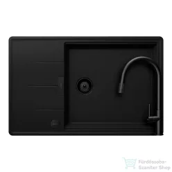   Schock TIA D-100LS konyhai mosogatótálca Schock Talia konyhai csapteleppel kihúzható fejjel, CRISTADUR® Puro 780x500 mm, intenzív fekete SETTD100LSPUTENEG