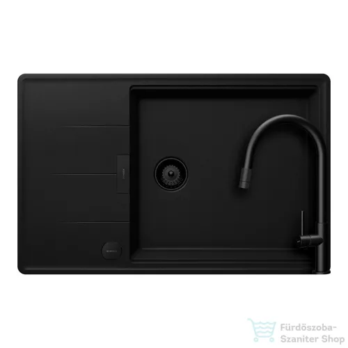 Schock TIA D-100LS konyhai mosogatótálca Schock Talia konyhai csapteleppel kihúzható fejjel, CRISTADUR® Puro 780x500 mm, intenzív fekete SETTD100LSPUTENEG