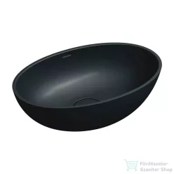   OMNIRES SHELL M+ 50x32 cm-es pultra ültethető mosdó leeresztő nélkül, matt fekete lava SHELL500UNBLV