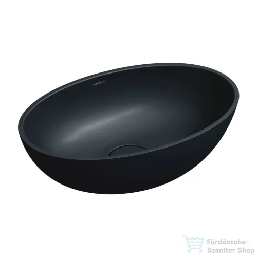 OMNIRES SHELL M+ 50x32 cm-es pultra ültethető mosdó leeresztő nélkül, matt fekete lava SHELL500UNBLV